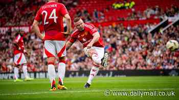 Watch the moment Wayne Rooney rolls back the years with stunning curling free kick against Celtic at Old Trafford in legends game