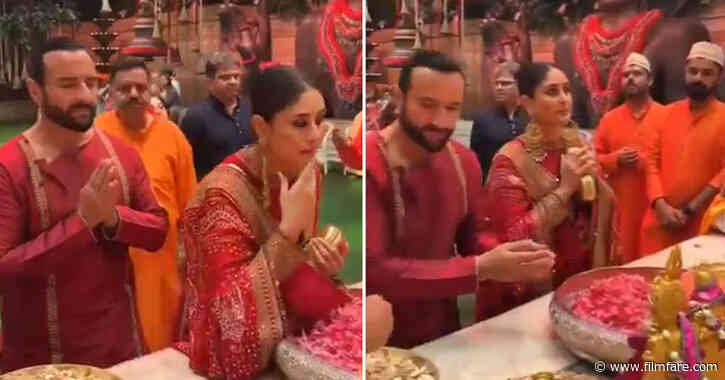 Saif Ali Khan and Kareena Kapoor in matching outfits at Ambanis Ganpati puja