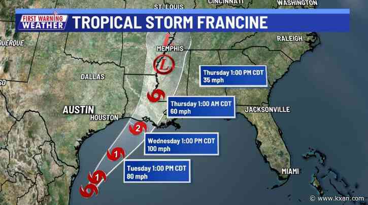 Only isolated rain locally from soon-to-be Hurricane Francine