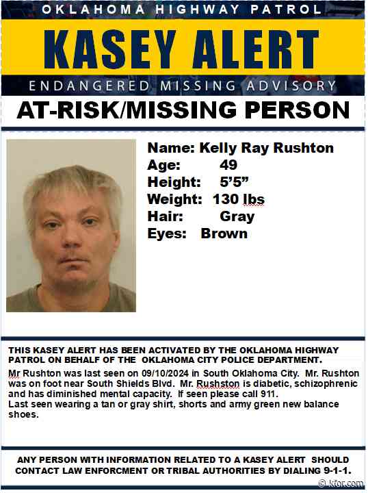 Kasey Alert issued for missing 49-year-old Oklahoma City man