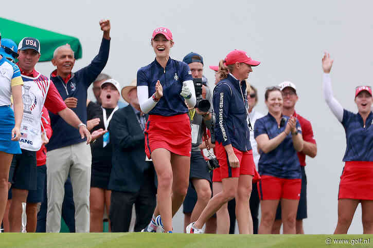 Geweldige sfeer op eerste tee Solheim Cup; publiek op de banken voor Barack Obama