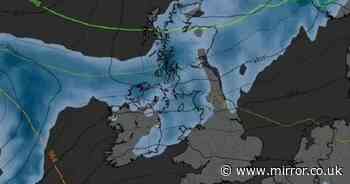 UK weather: New maps reveal exact date 350 mile 'wall' of rain to pelt Britain