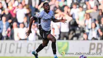 Worst miss EVER? Derby County's Ebou Adams somehow misses an open goal against his former club Cardiff in Championship clash