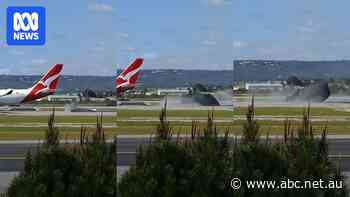 Teenage plane spotter captures moment aircraft rips up the runway with during take off