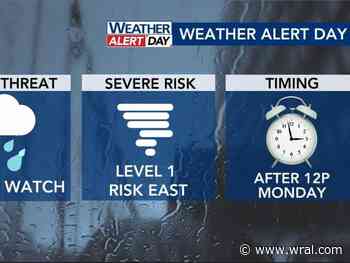 🚨WRAL Weather Alert Day🚨 Power outages possible, flood watches in effect Monday as storm moves in