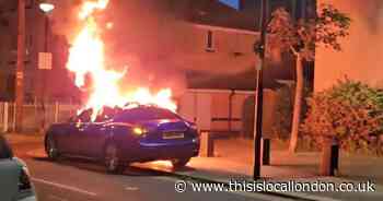 Ten firefighters called to residential street as Maserati goes up in flames