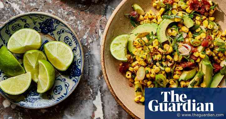 Georgina Hayden’s recipe for charred corn, chorizo and avocado