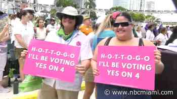 Dozens rally for reproductive rights at Bayfront Park in Miami