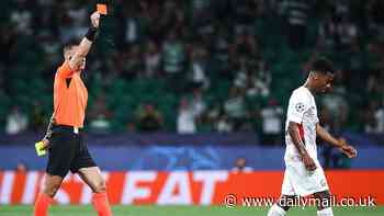 He's no Angel! Ex-Man United star Gomes is SENT OFF in first half of Lille's Champions League defeat by Sporting Lisbon - just a week after impressing on full England debut