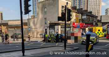 Major road cordoned off after motorcyclist and car crash in Lewisham