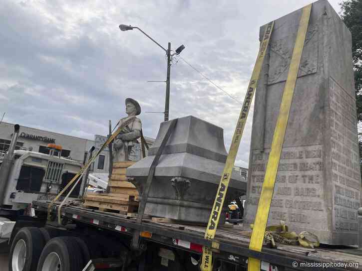 A Mississippi town moves a Confederate monument that became a shrouded eyesore