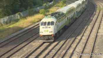 Woman hospitalized after being struck by GO train on platform