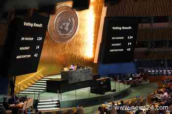 News24 | UN members vote 124-14 Israel must end 'unlawful' occupation of Palestinian territories