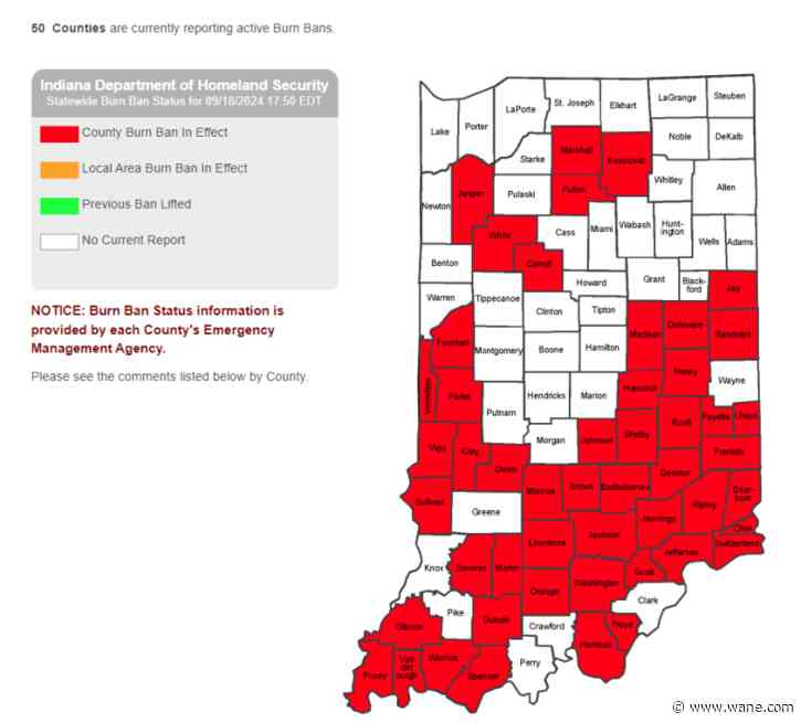 2 northeast Indiana counties under Burn Ban as drought persists