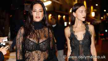 Irina Shayk and Ashley Graham sizzle in sheer black dresses at Vogue event during Milan Fashion Week