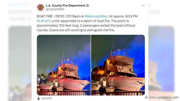 100-foot yacht catches fire in Marina del Rey, fireworks cited