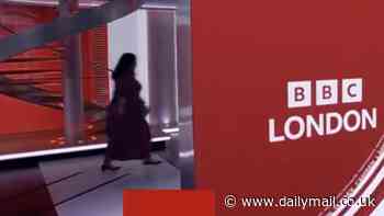 Hilarious moment BBC newsreader Alice Bhandhukravi is caught running across studio to her desk during live broadcast