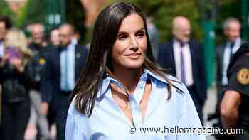 Queen Letizia makes cut-outs demure in edgy Victoria Beckham shirt