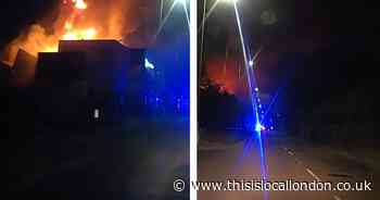 Dashcam footage captures huge fire at gym and restaurant