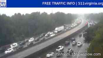 Tractor-trailer collision causing major delays on I-64 in Norfolk