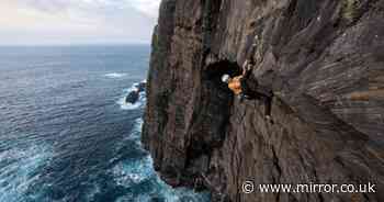 Nail-biting moment British rock climber reaches 'improbable' peak despite slip