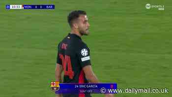 Barcelona's Eric Garcia is sent off after referee bizarrely shows him the wrong card during 2-1 defeat to AS Monaco