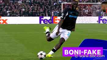 Boniface's amazing trick pass sets up Leverkusen goal