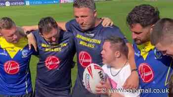 See the heartwarming moment footy great turned coach Sam Burgess makes an incredible gesture to a player with Down syndrome