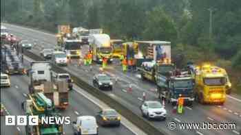 Twelve-mile jams on M25 following lorry fire