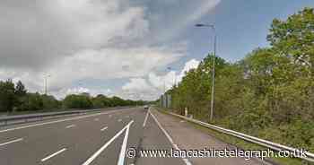 Motorway ‘closed for some time’ as car lands on roof after a crash