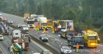 M25 traffic LIVE: Severe three hour delays on motorway after massive lorry fire