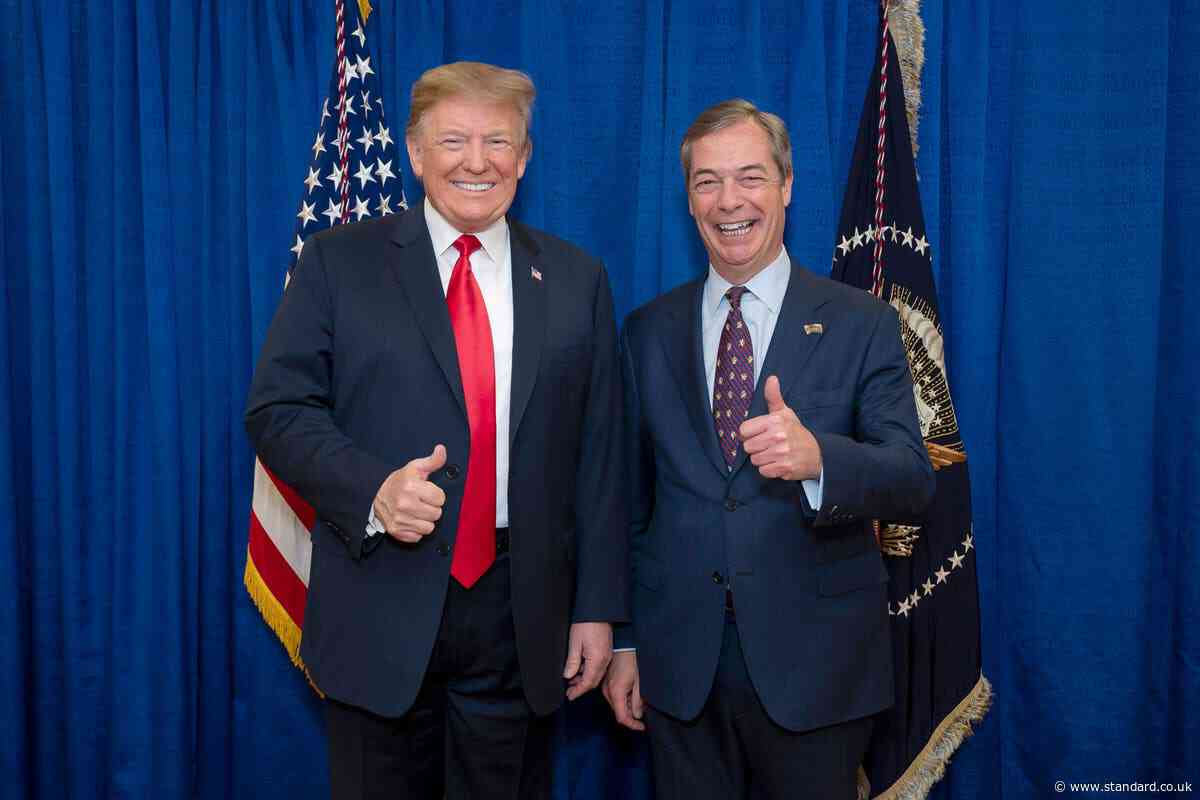 Farage plays up links with Trump and criticises Harris’s ‘radical left’ history