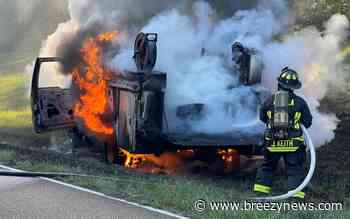 Truck Fire on Natchez Trace Near Ethel Friday Evening