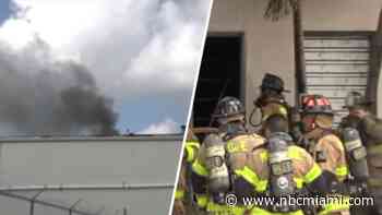 Miami-Dade firefighter hospitalized after battling storage facility blaze