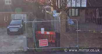 Man blocks off public footpath on street and refuses to let neighbours go near it