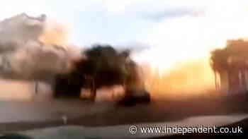 Dashcam footage captures moment Hezbollah rocket hit city in northern Israel