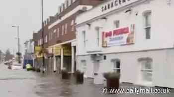 UK Megastorm continues: More weather chaos predicted today with as much as six inches of rain after high streets were flooded in weekend deluge