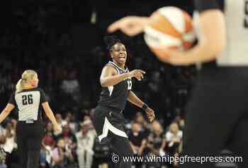 A’ja Wilson scores 21 after snagging third MVP award, helps Aces beat Storm 78-67 in playoff opener