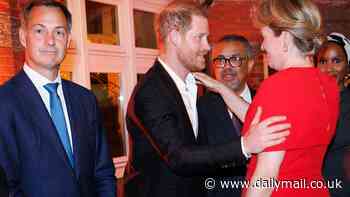 Prince Harry joins Belgium's Queen Mathilde and Hollywood star Forest Whitaker to meet survivors of childhood violence at high-powered dinner in New York - but Meghan is nowhere to be seen