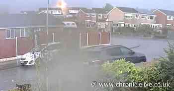 Lightning strike captured on camera causes huge explosion at elderly woman's home