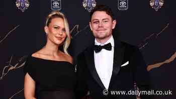 AFL WAG Jules Neale shows off her growing baby bump in a chic black gown as as she attends 2024 Brownlow Medal with her AFL superstar husband Lachie