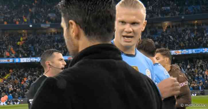 Erling Haaland scolds Mikel Arteta with two-word dig during fiery post-match exchange