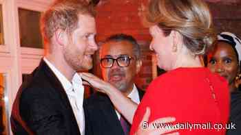 Prince Harry showed 'possible signs of struggling' at WHO dinner with Queen Mathilde - as he spends a week away from Meghan