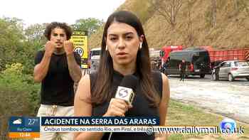 Shocking moment Brazilian funk singer with 13 million followers DANCES behind journalist reporting from the scene of fatal car crash, sparking fury