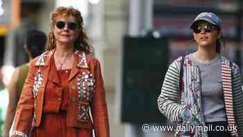 Susan Sarandon, 77, looks youthful in orange as she is seen with her mini-me daughter Eva Amurri, 39, in NYC