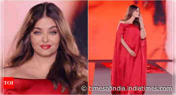 Aishwarya conquers the ramp in a stunning red dress