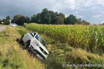 Automobilist rijdt in diepe gracht