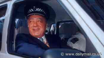 Mohamed Al-Fayed grins from behind wheel of Met Police car he sponsored... a year AFTER he was accused of raping and sexually assaulting dozens of women