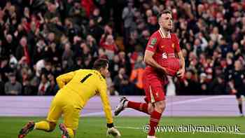 Carabao Cup LIVE: Wonderkid Ethan Nwaneri scores twice as Arsenal beat Bolton 5-1, while Diogo Jota and Cody Gakpo doubles see Liverpool come from behind to thrash West Ham 5-1