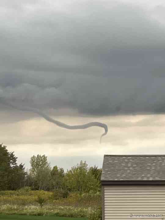 Funnel clouds spotted in Huntington and Whitley Counties, low damage risk